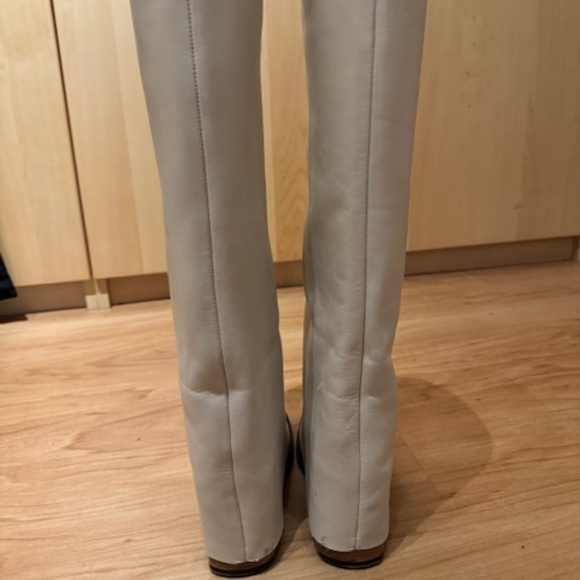 Knee-high leather fold over boots, size 37, cream - Picture 2 of 7
